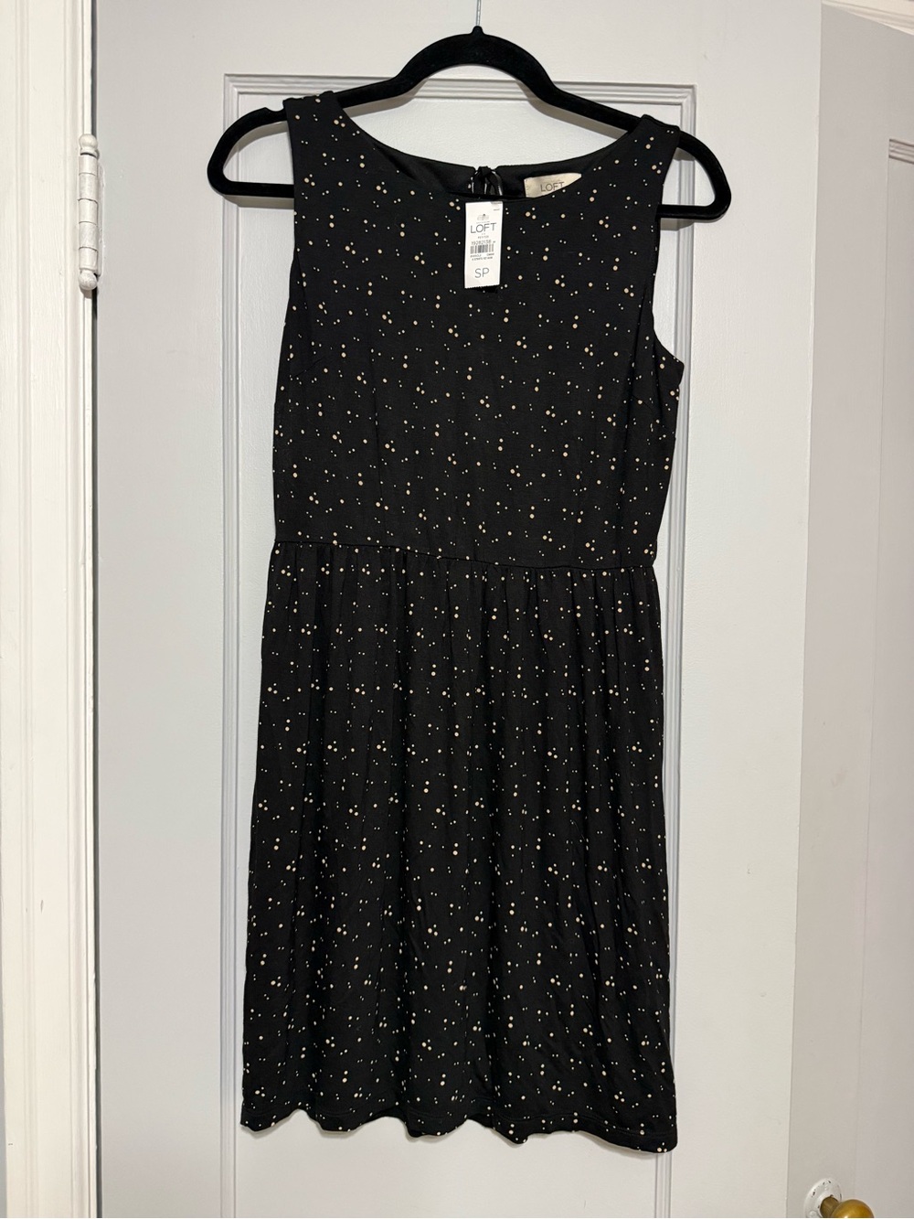 NWT LOFT Black Sleeveless Dot-Print Dress